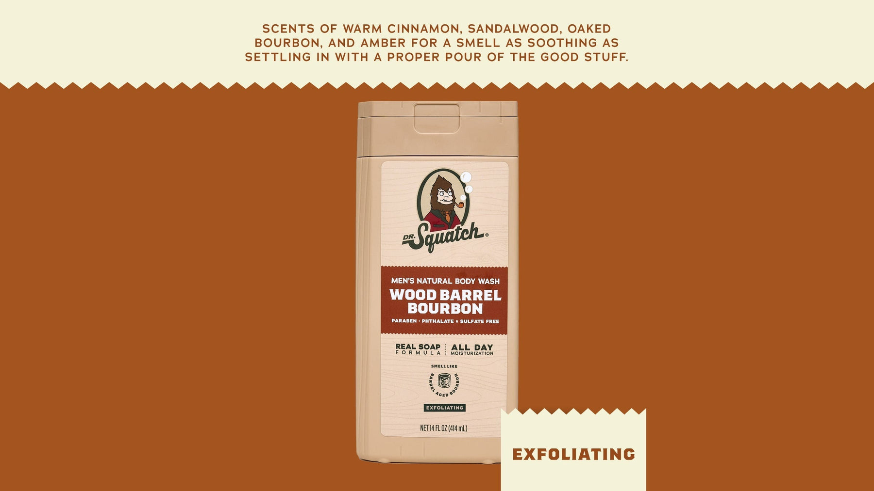 14 oz Wood Barrel Bourbon Exfoliating Body Wash - Daily Scent